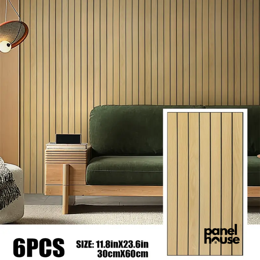 3D-Holzlattenwandpaneele, selbstklebend, abnehmbar, wasserdicht. Kaufe 1, erhalte 6 Premium-Paneele für nur 7 £! (30 cm x 60 cm)