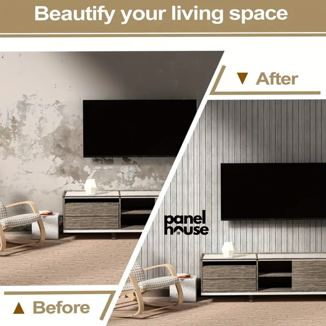 3D-Holzlattenwandpaneele, selbstklebend, abnehmbar, wasserdicht. Kaufe 1, erhalte 6 Premium-Paneele für nur 7 £! (30 cm x 60 cm)