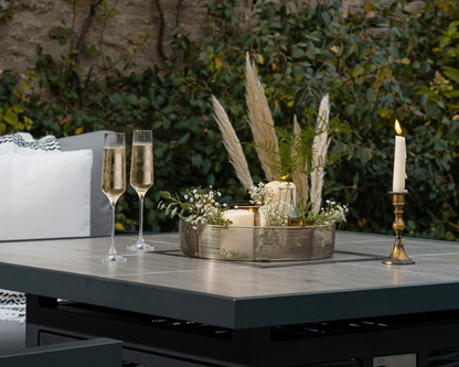 Cambridge Rattan Feuerschale Ecksofa und Bänke Gartenmöbelset