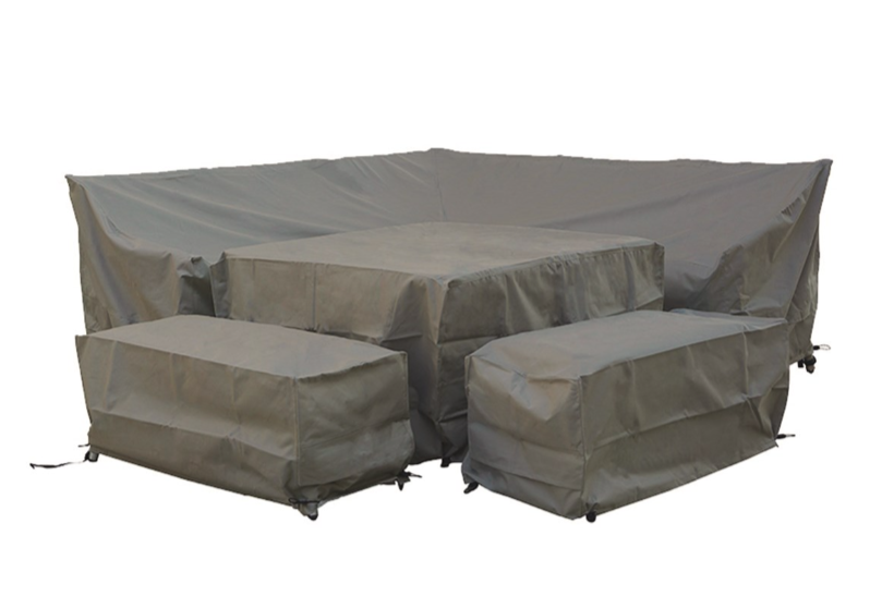 Cambridge Rattan Feuerschale Ecksofa und Bänke Gartenmöbelset